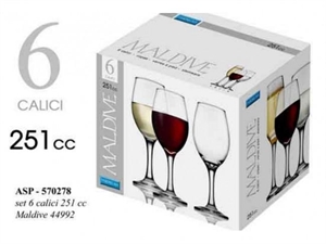 BICCHIERI CALICI VINO MALDIVE CC.251 X 6