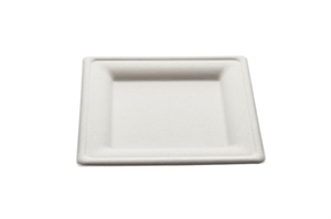 PIATTO QUADRATO BIANCO IN BAGASSA CM.20 PZ.50 LIT